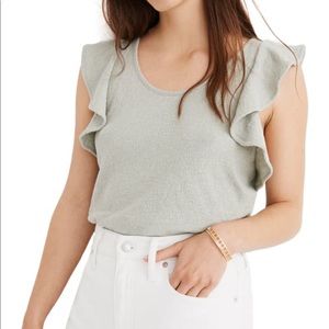 NWT MADEWELL Texture & Thread Ruffle Sleeve Tank